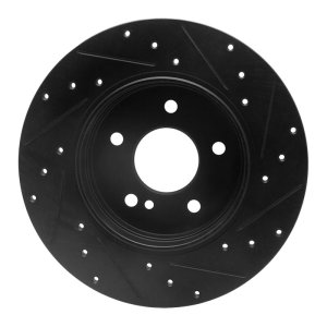 Mercedes-Benz E320 Brake Rotor (1) - Rear Left - R1 Concepts - Drilled & Slotted - Black - `98-`03